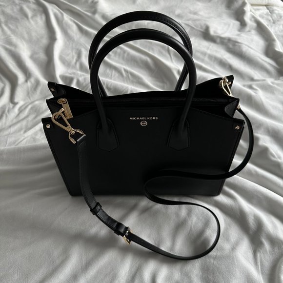 Michael Kors Medium Black Leather Satchel Handbag With Shoulder Strap - Picture 10 of 10